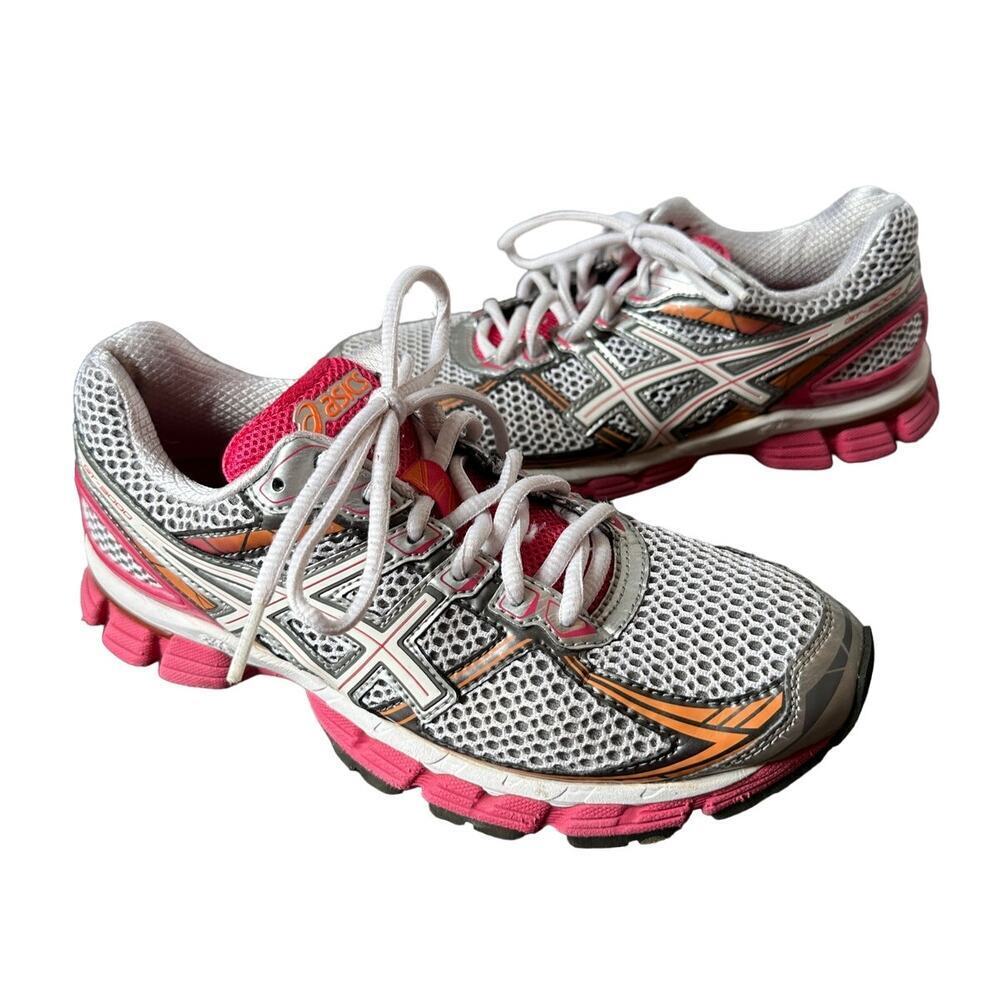 Rare ASICS Women's White Pink Orange GT-3000 Running Training Sneakers Size 8